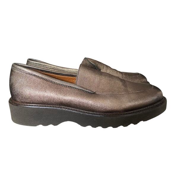 Aquatalia Kelsey Weatherproof Leather Bronze Slip On Loafer Shoes size 9 - Picture 2 of 12